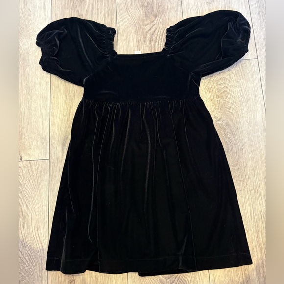 Crewcuts by J.Crew Black Velvet Puff Sleeve Dress – Girls Size 5 - Picture 5 of 6